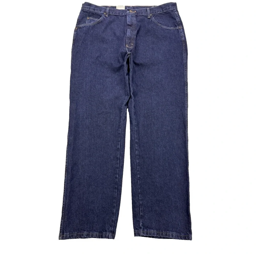 Wrangler Hero Jeans Men 40x30 Blue Regular Fit Straight Workwear NWT - Picture 1 of 8